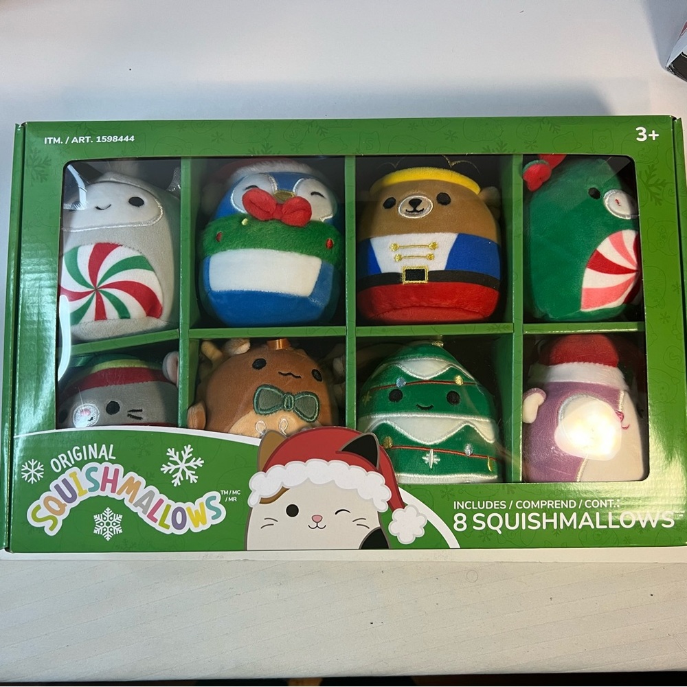 Squishmallow Holiday   Plush collection 8‎ pack Christmas Ornaments Brand New
